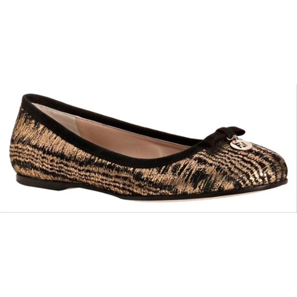 Fendi Shoes - Fendi Black And Gold Ballerina Flats Size 9